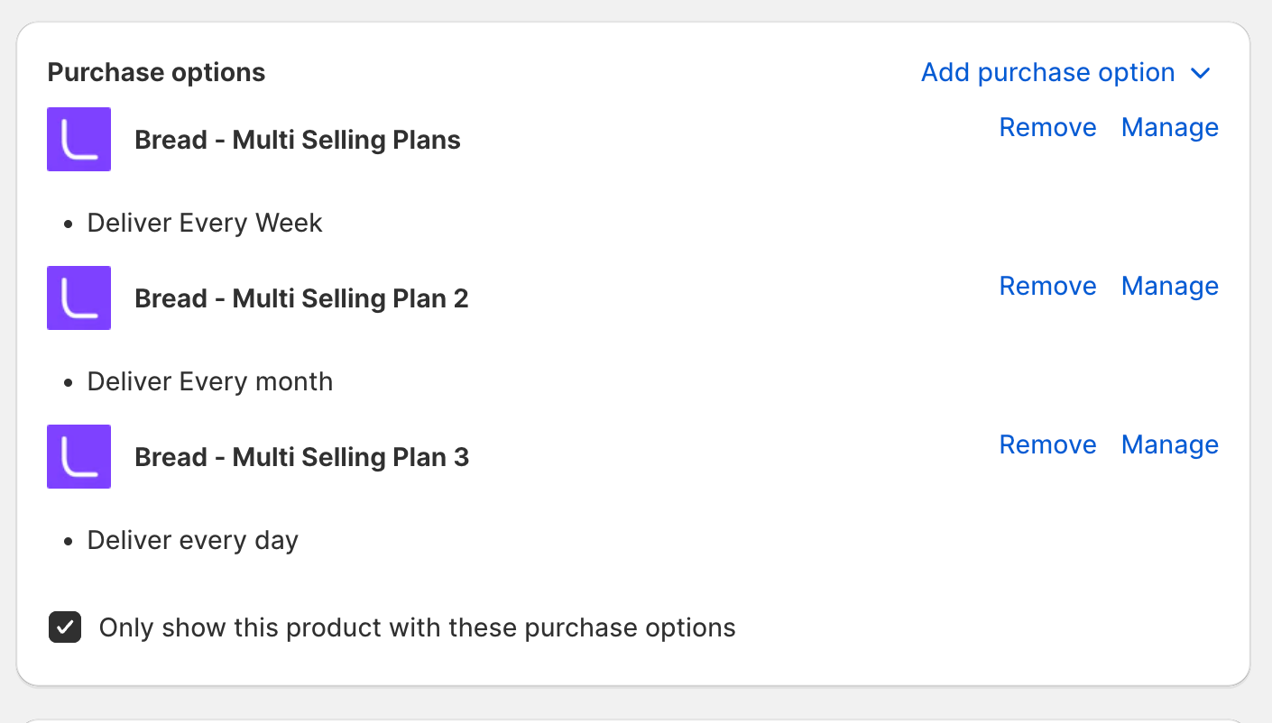 Multiple Selling Plans